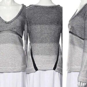 Helmut Lang for Intermix Long Sleeve Sweater‎ V-Neck, Black & White Sz M